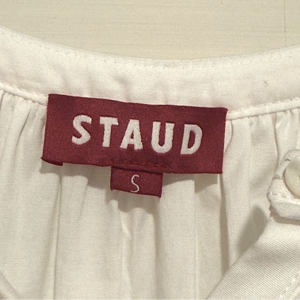 STAUD NWT Stunning White Buttoned Ruffled Bishop Sleeve Maxi Sundress - Picture 9 of 13